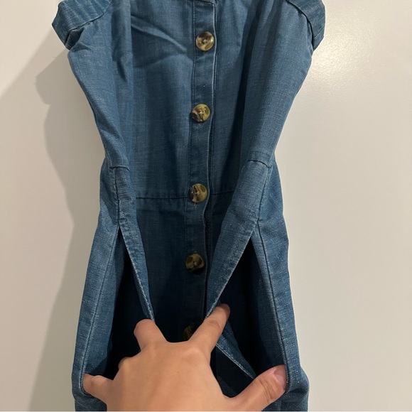 LOFT Chambray Button Down Dress with Pockets - Picture 5 of 5